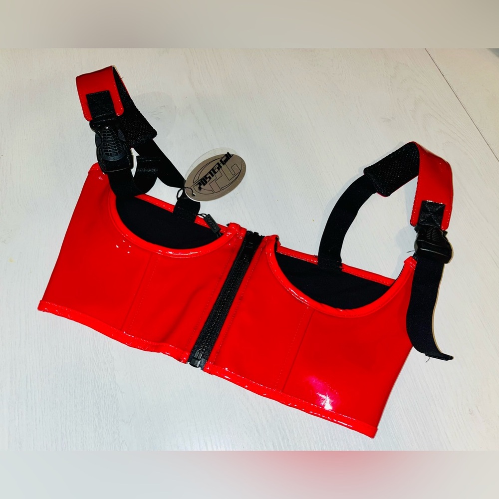 POSTER GIRL Red Zip Front Corset Top